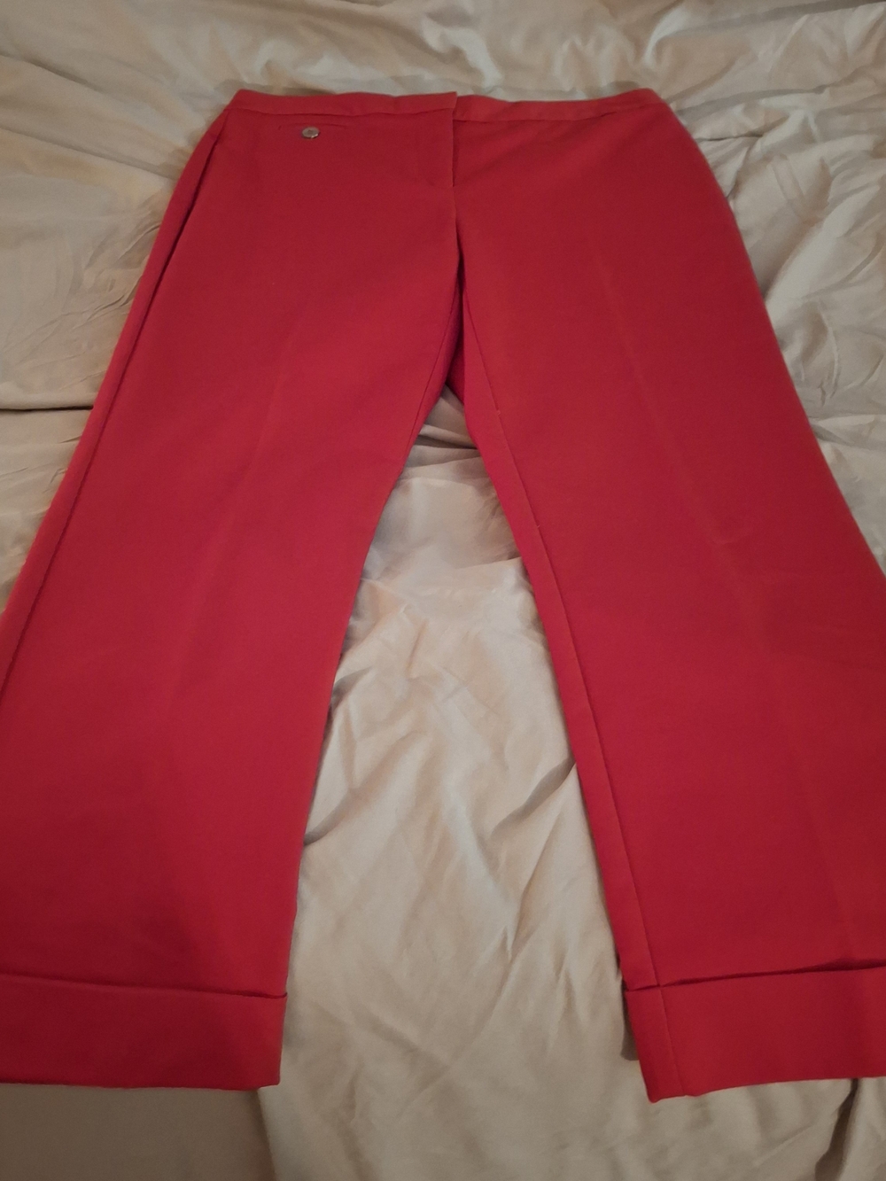 Valerie Stevens Women's Bright-Red Cropped Slim Ankle Pants - Picture 2 of 8